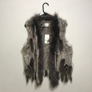 NWT Alberto Makali Rabbit & Raccoon Far Vest - S